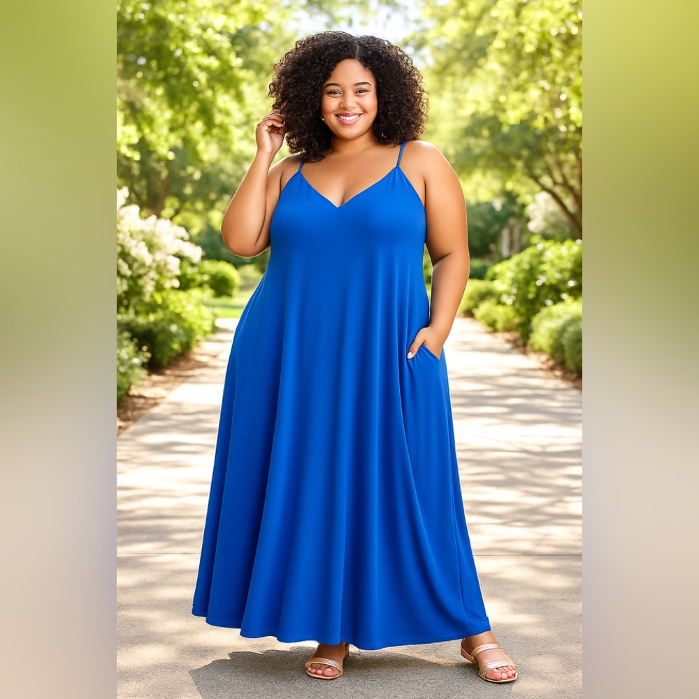 BN V Neck Blue Plus Size Maxi Dress Various